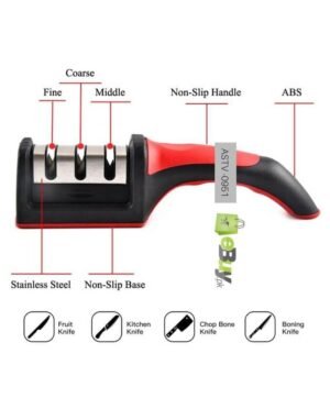 Kitchen Knife Sharpener - Adjustable 3 in 1 Manual Knives and Scissor Sharpener - Professional Blade